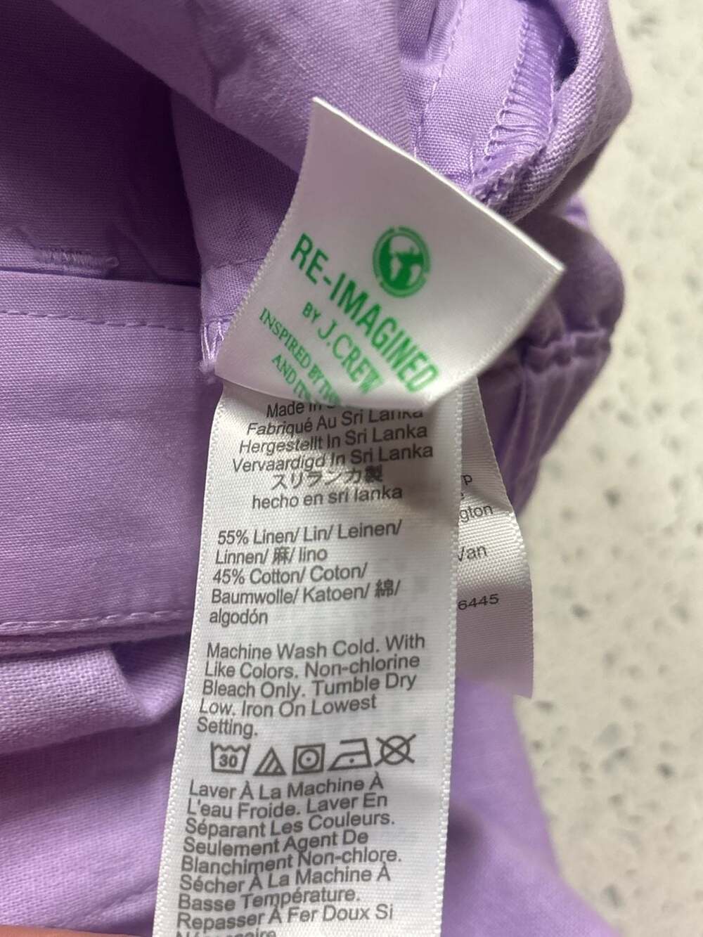J.Crew Linen Pull-On Button Detail Pants Purple Size 10 - Picture 9 of 10